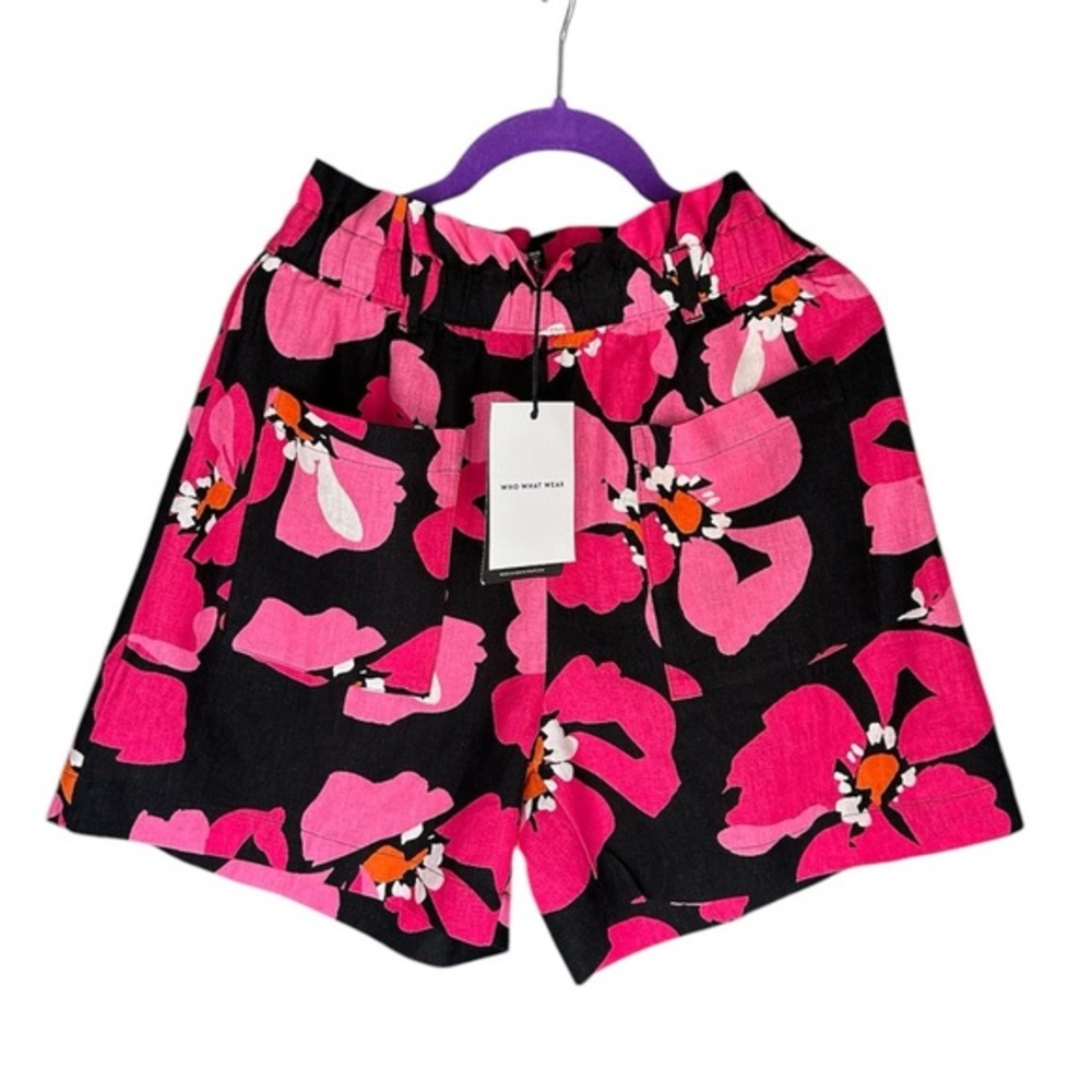 Who What Wears Women’s Linen Shorts Pink Floral Print XS